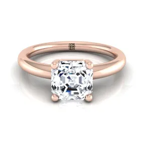 14K Rose Gold Asscher Cut Rounded Comfort Fit Solitaire Engagement Ring