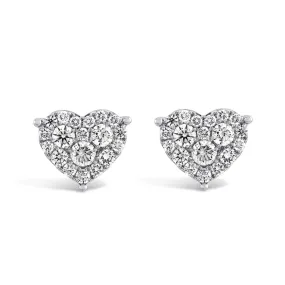 18ct White Gold Diamond Heart Earrings