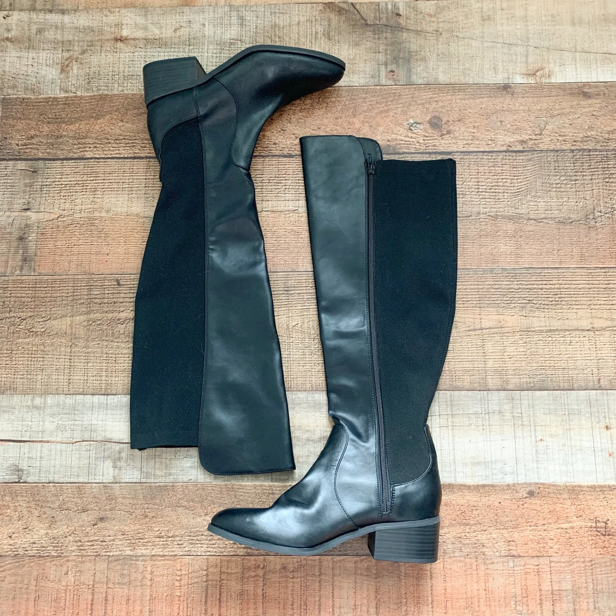 A New Day Black Faux Leather Boots- Size 9 (LIKE NEW)