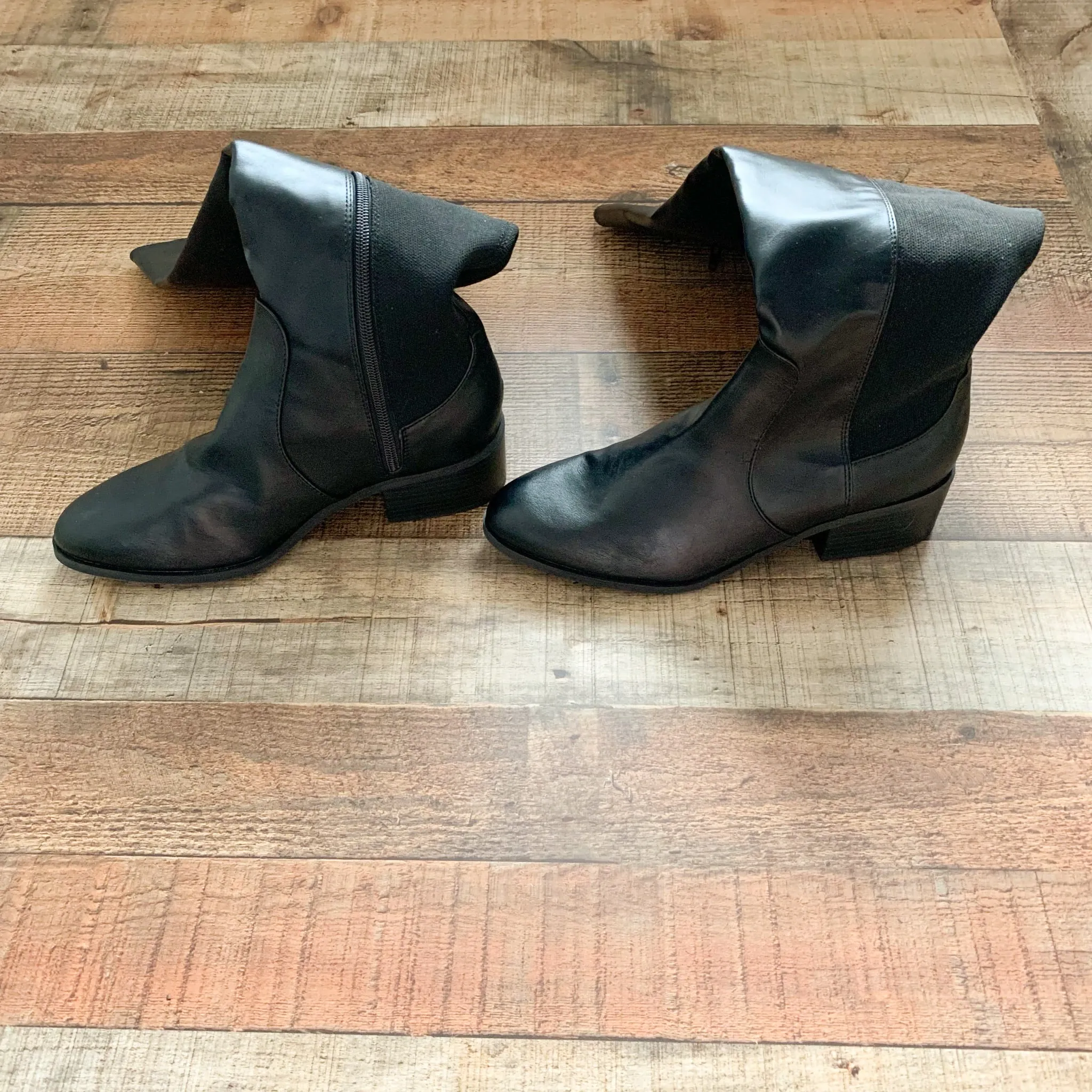 A New Day Black Faux Leather Boots- Size 9 (LIKE NEW)