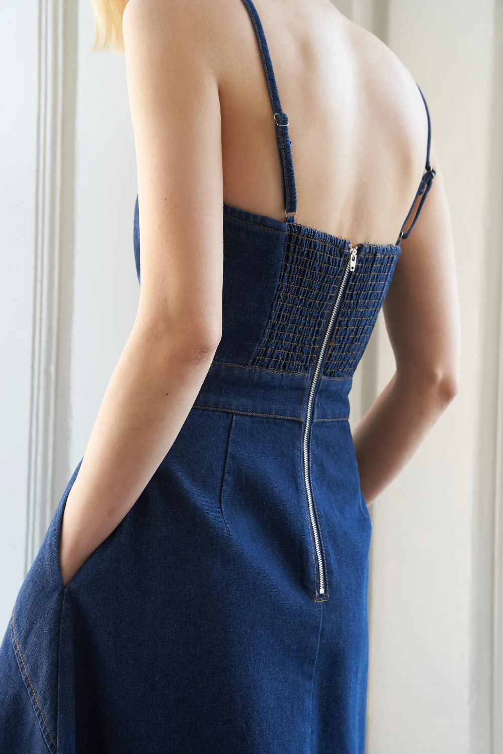 AMALFI COAST DENIM MIDI DRESS