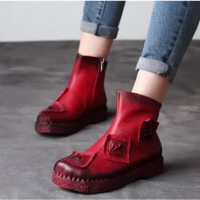 Autumn Winter Retro Leather Ankle Women's Boots | Gift Shoes