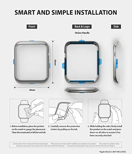 Bezel Styling for Apple Watch 42mm for Series 3 / Series 2 / Series 1 - Matte Silver (AW3-42-09) [Stainless Steel]