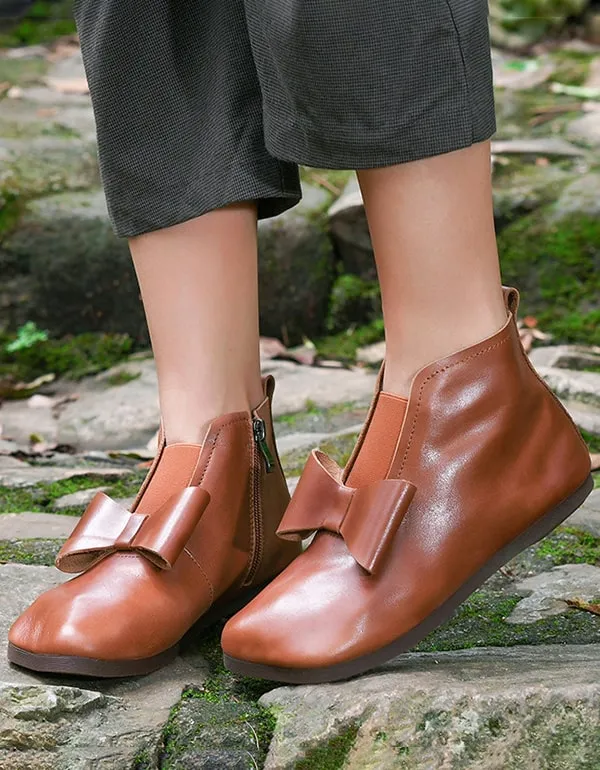 Bowknot Handmade Comfortable Retro Flat Boots