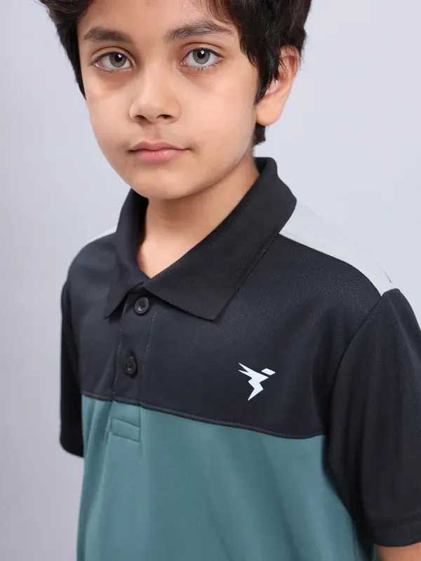 Boys Colorblock Slim Fit Polo T-shirt with TECHNO COOL 