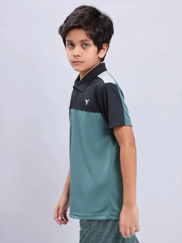 Boys Colorblock Slim Fit Polo T-shirt with TECHNO COOL 