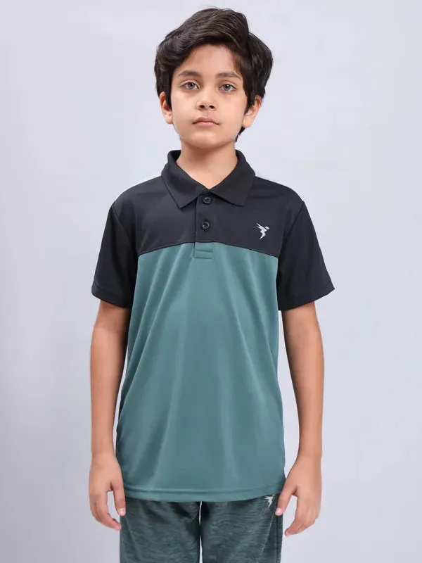 Boys Colorblock Slim Fit Polo T-shirt with TECHNO COOL 