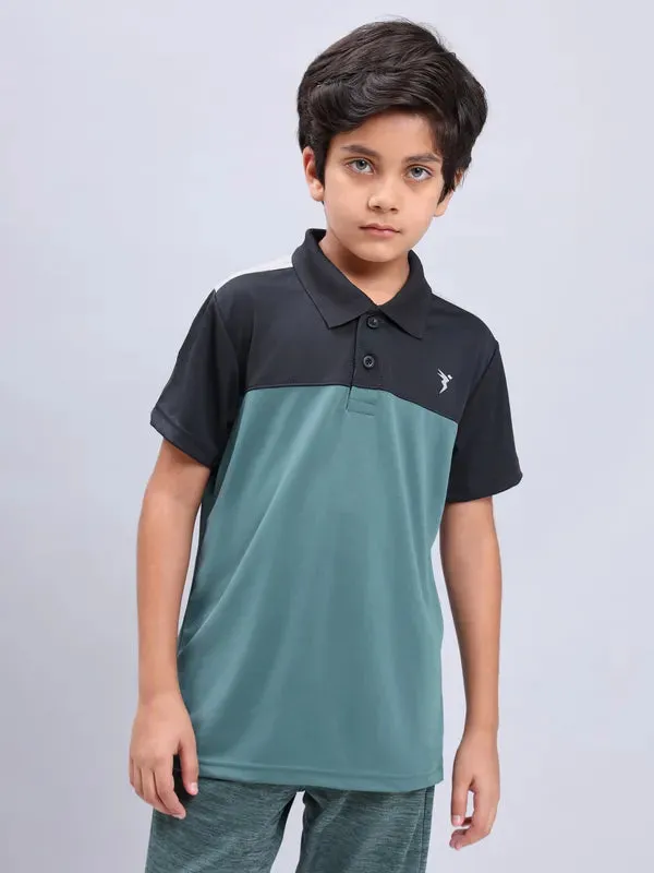 Boys Colorblock Slim Fit Polo T-shirt with TECHNO COOL 