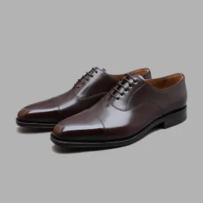 Cap Toe Oxford in Dark Brown Calf Leather (Box Calf)