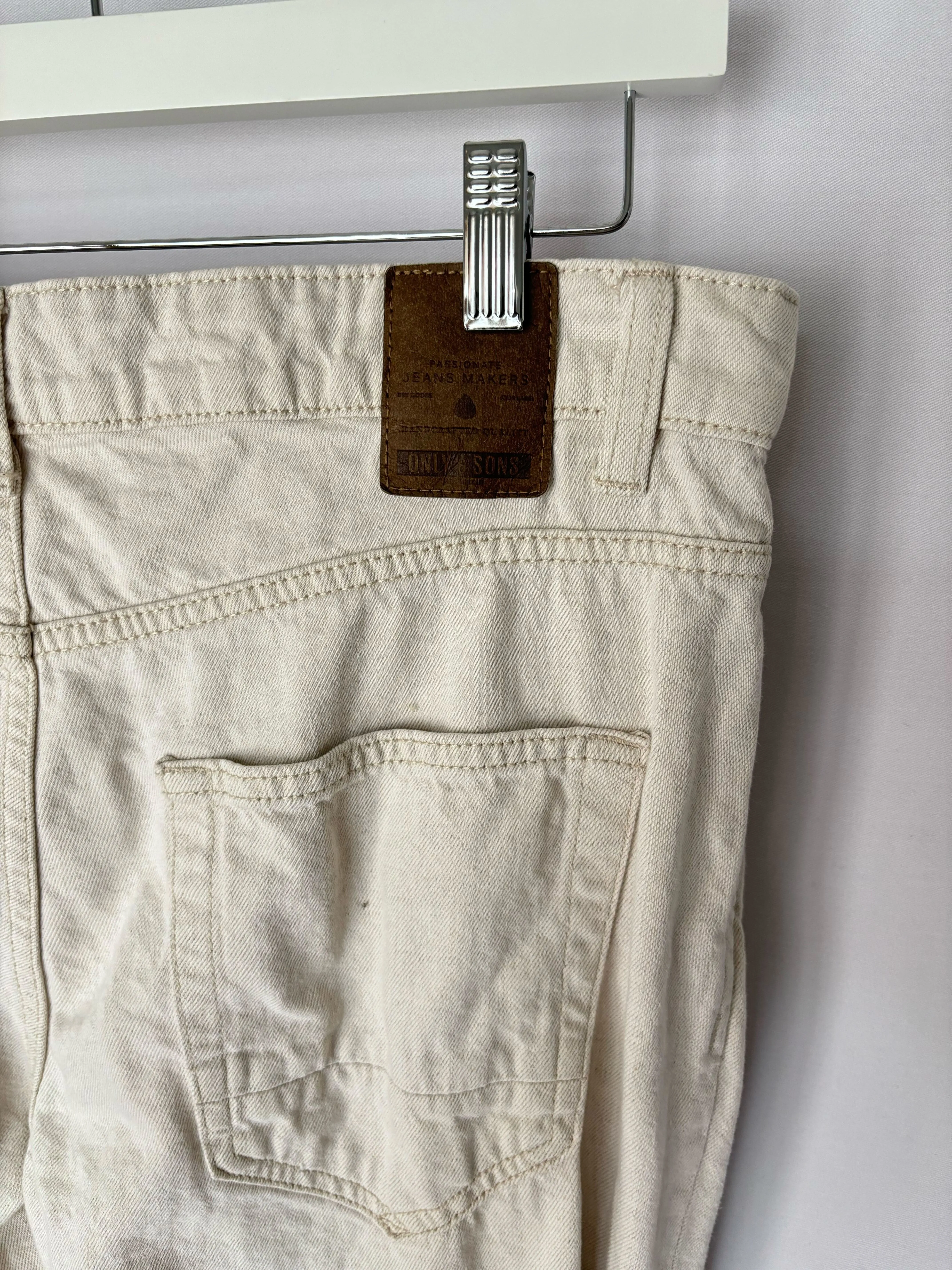 Cream White Straight Fit Jeans