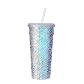 Durian Design Plastic Tumbler with Straw (610mL, White)