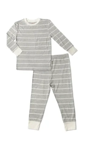 Emerson Kids 2 Piece Pant PJ - Heather Grey Stripe