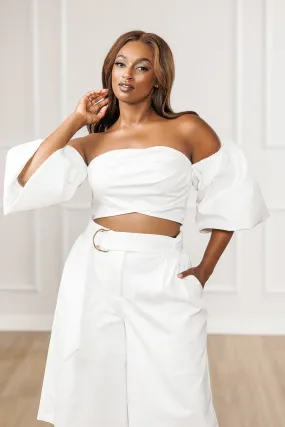 FINAL SALE - Grayce Crossed Draped Top - Off White