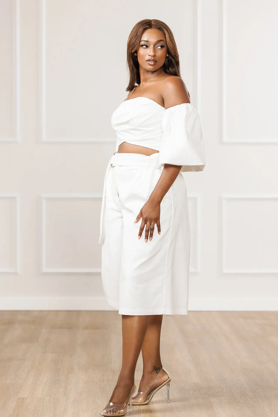 FINAL SALE - Grayce Crossed Draped Top - Off White