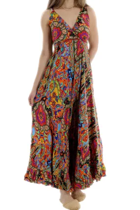 Flowy Long "Laura" 2024 Ver. V Neck Line Dress in Multi