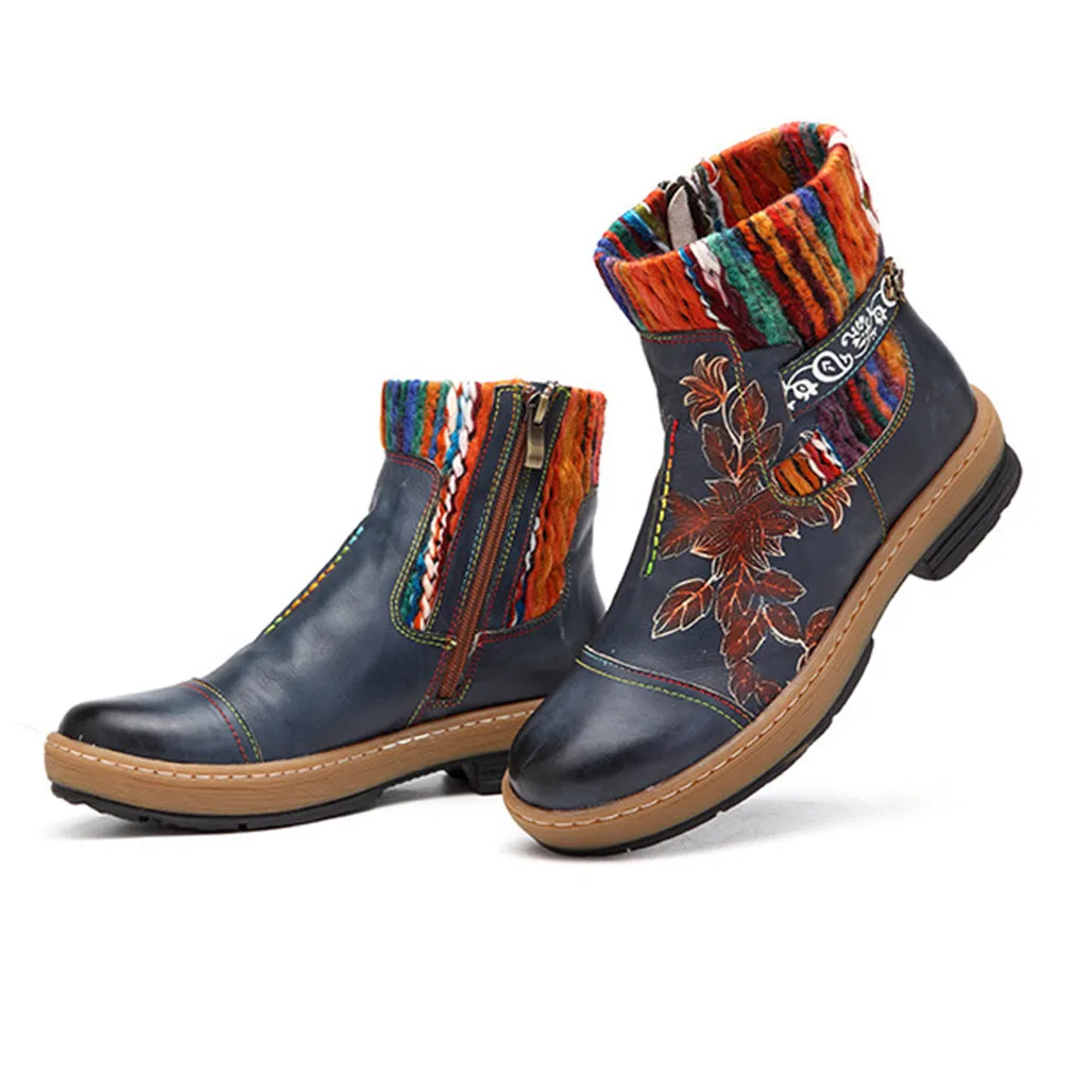 Handmade Leather Vintage Ethnic Women's Winter Boots 36-42