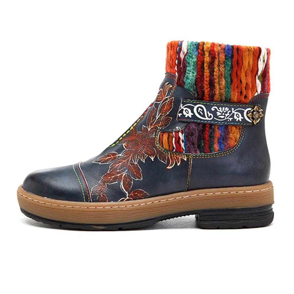 Handmade Leather Vintage Ethnic Women's Winter Boots 36-42