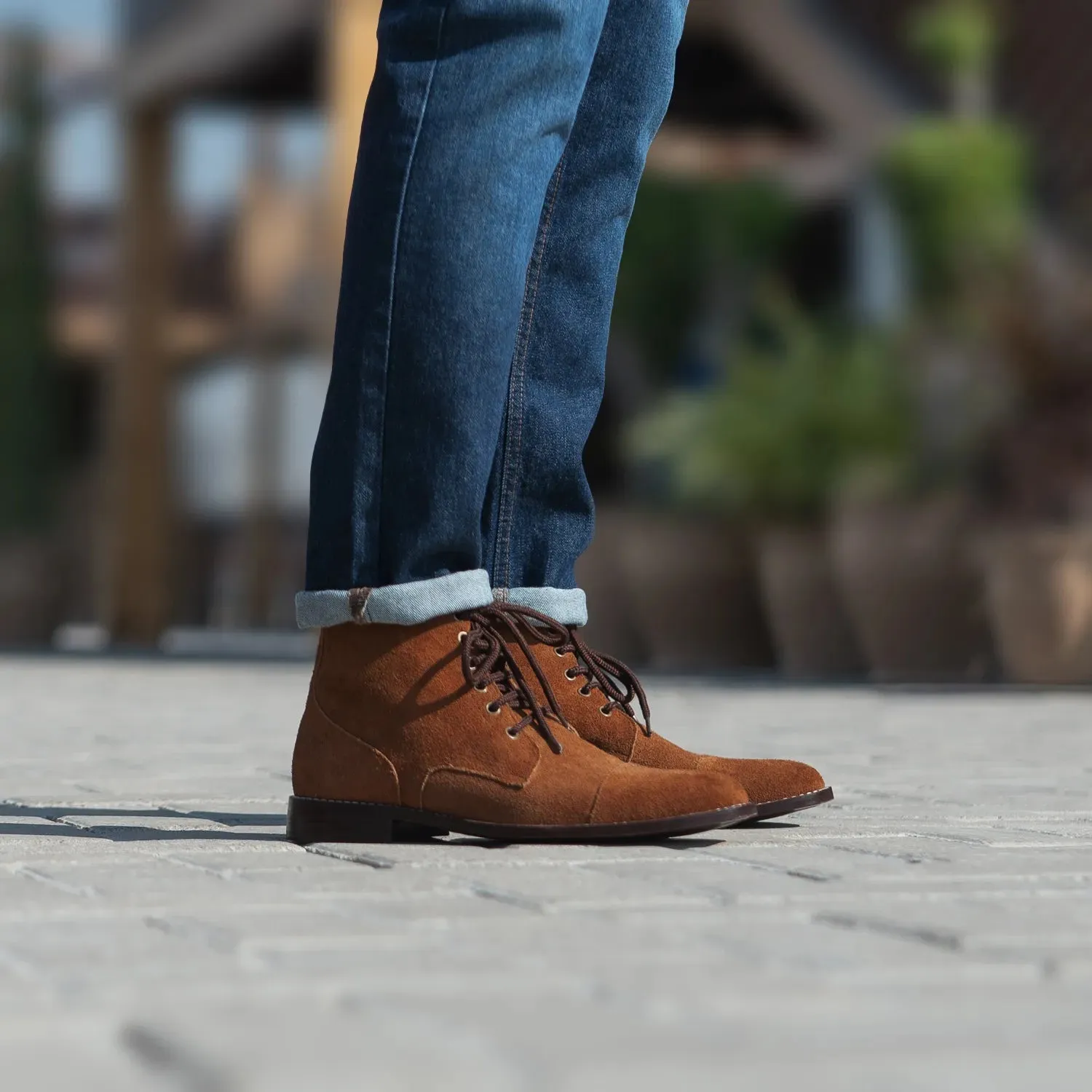 Knight Derby Brown Suede Leather Boots