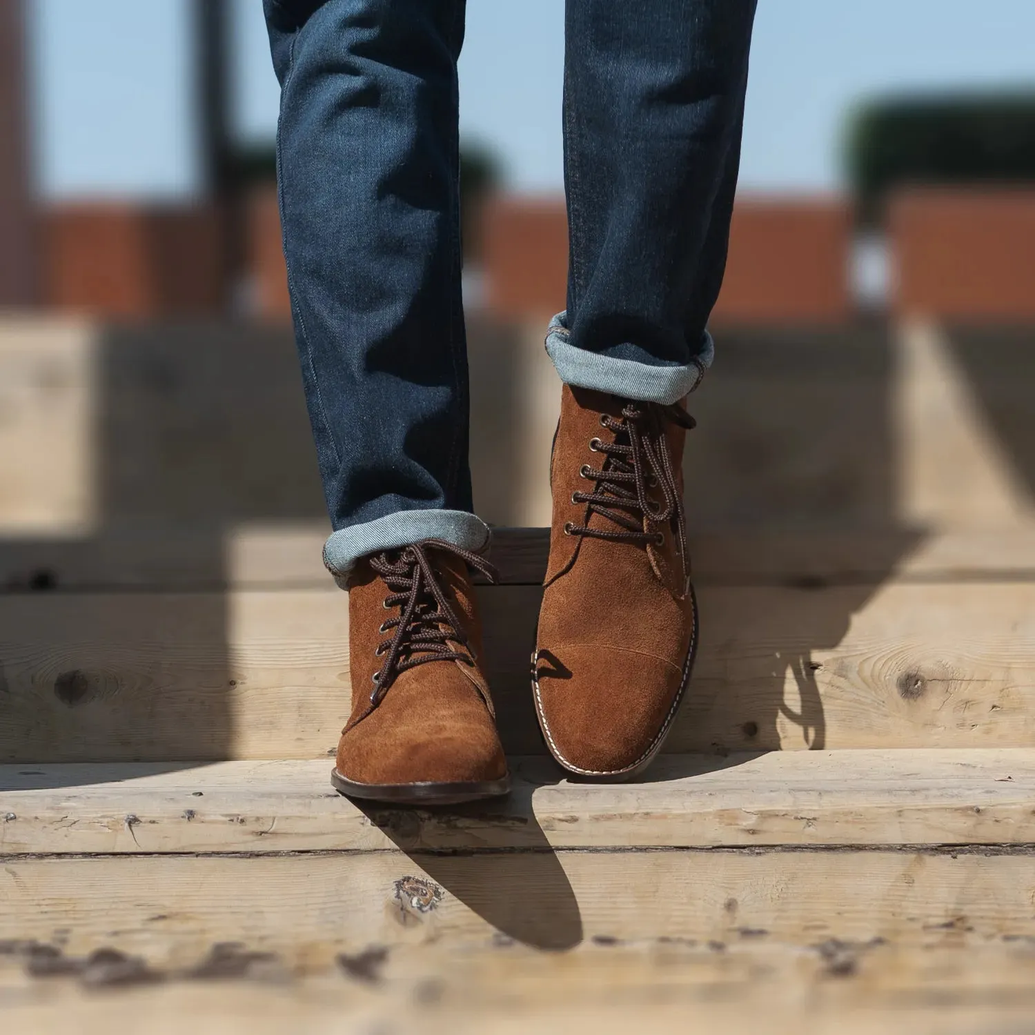 Knight Derby Brown Suede Leather Boots