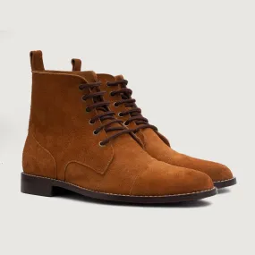 Knight Derby Brown Suede Leather Boots