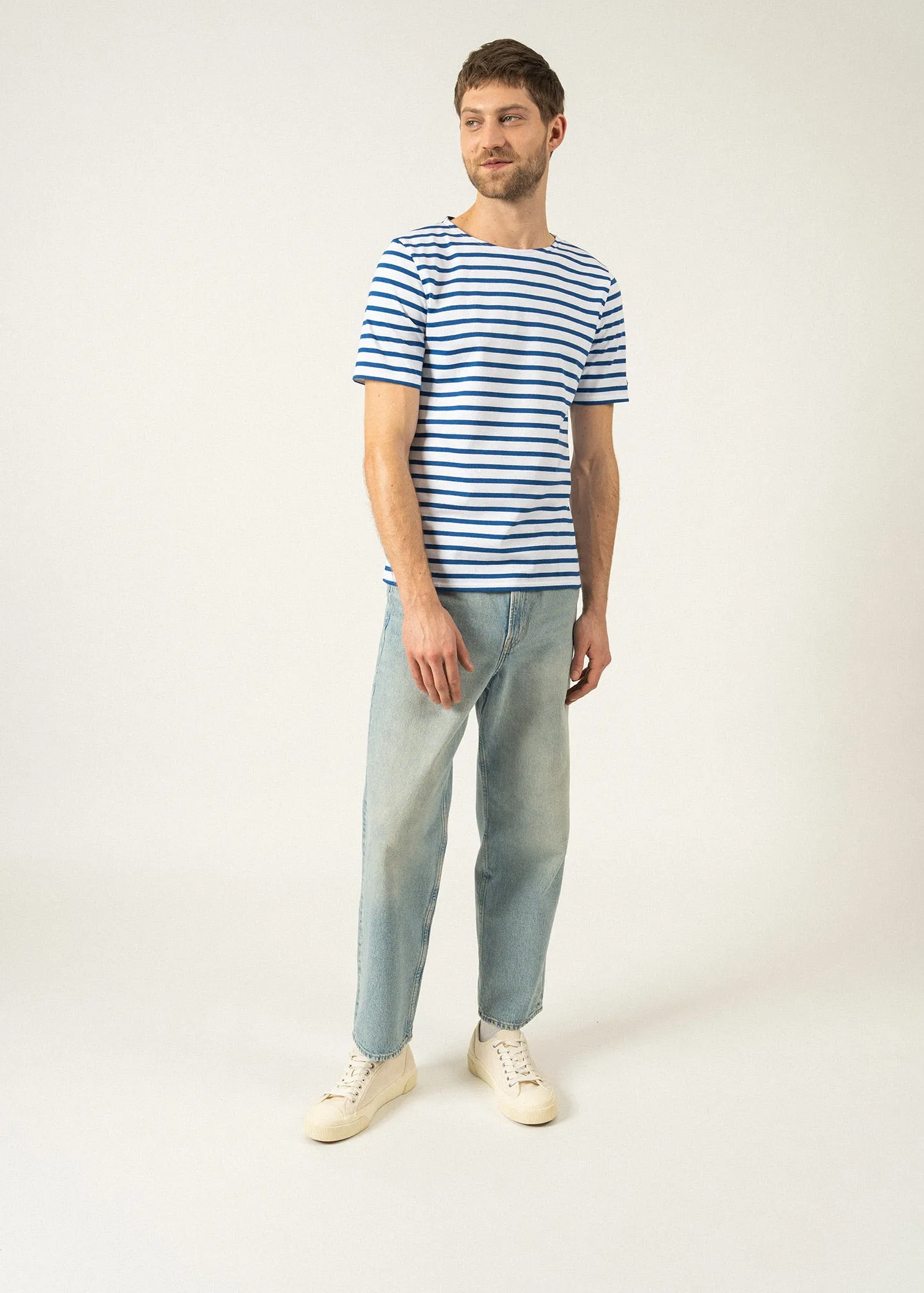 Levant short sleeve striped sailor shirt - regular fit, in light cotton (NEIGE/GITANE)