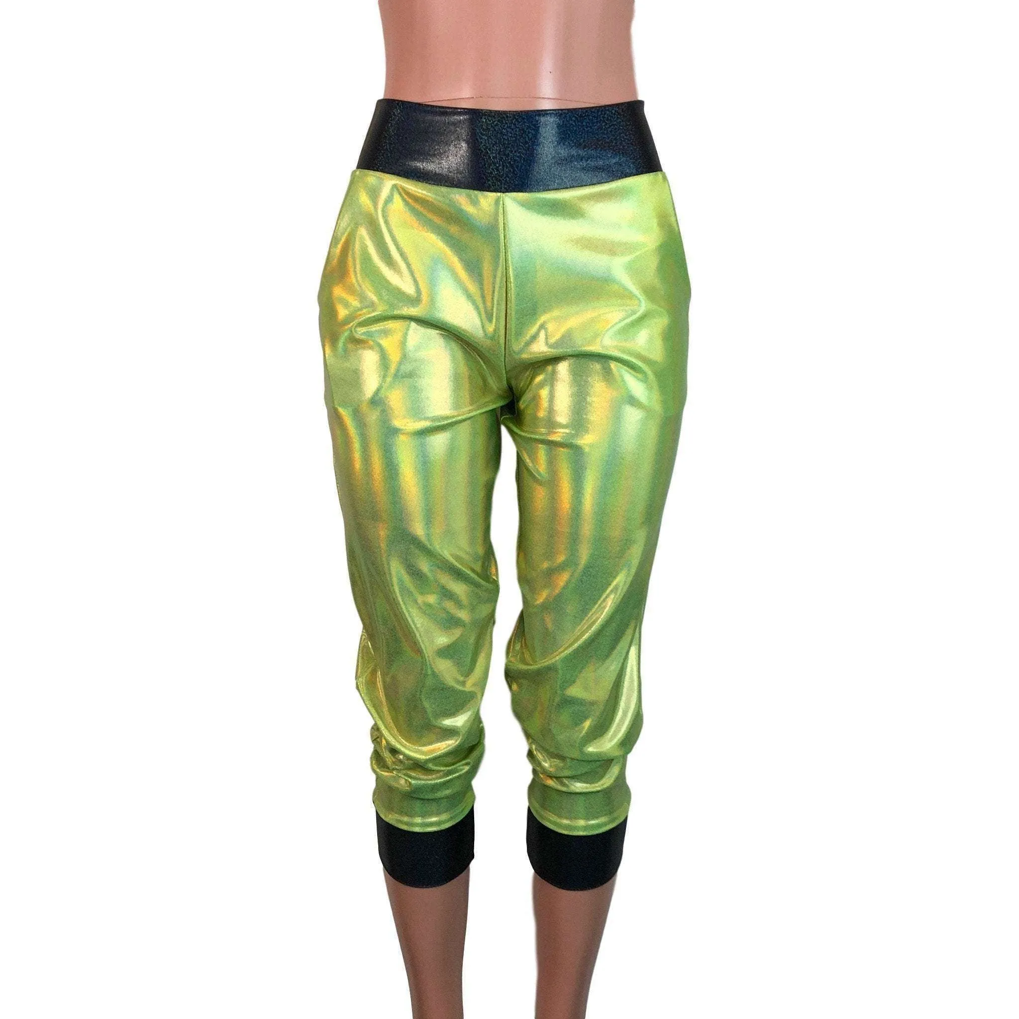 Lime W/ Black Holograph Joggers w/ Pockets Women's