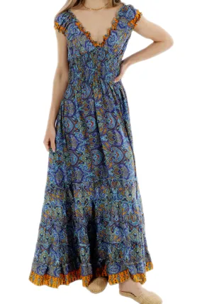 Long Flowy Floral 'Donna' (2024) Maxi Dress in Blue