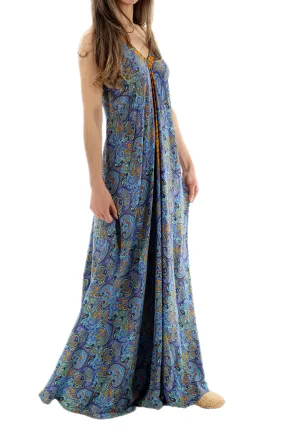 Long Flowy Floral 'Francesca' Maxi Dress in Blue