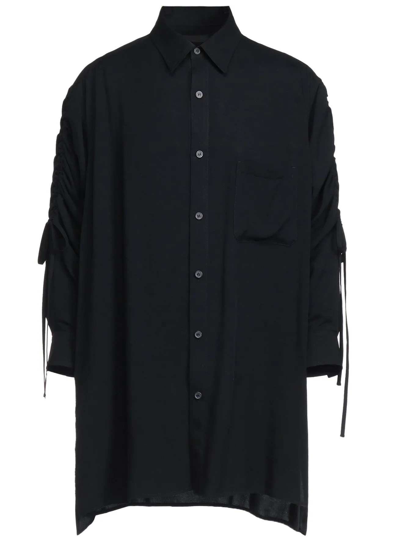 RAYON WASHER TWILL OVERSIZED SHIRT WITH GATHERED STRINGS