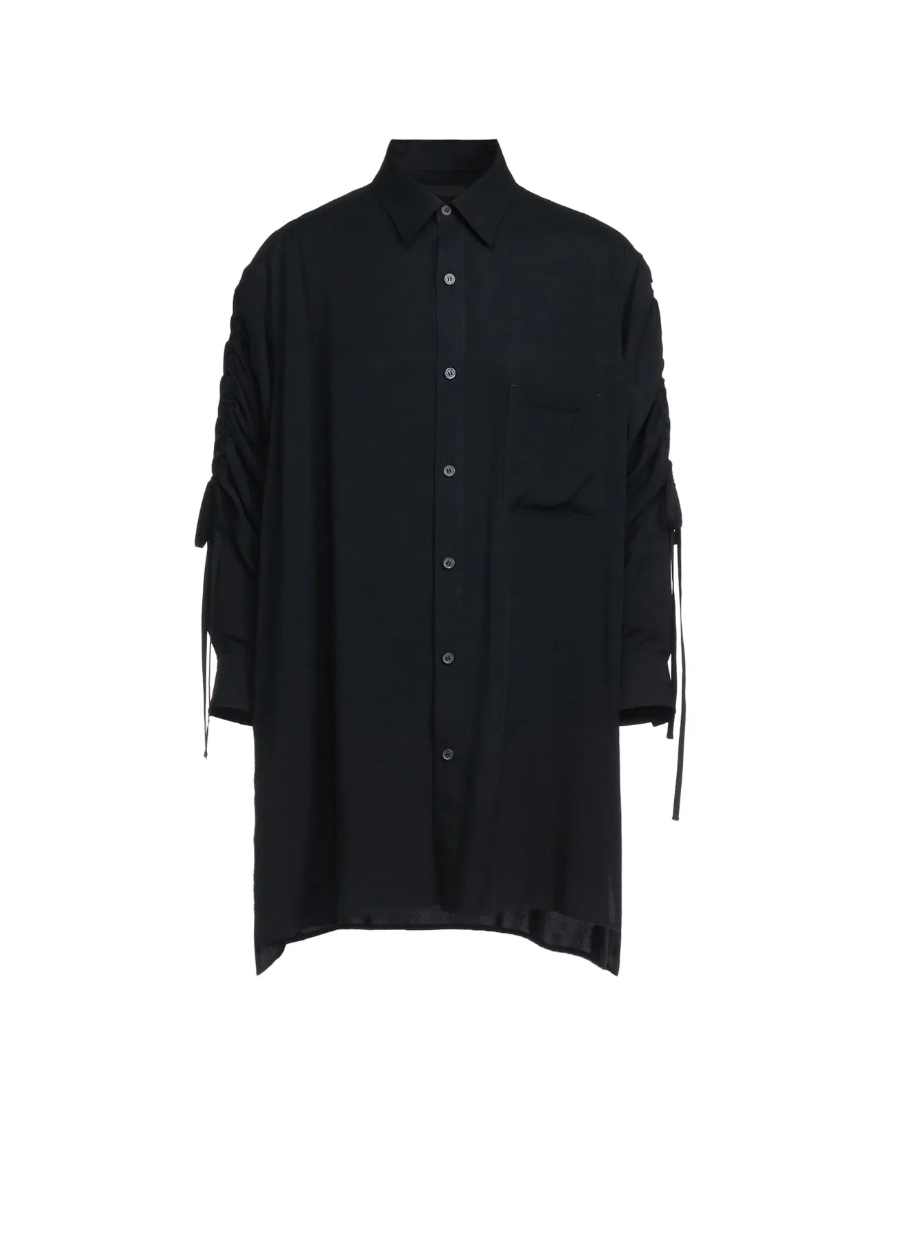 RAYON WASHER TWILL OVERSIZED SHIRT WITH GATHERED STRINGS