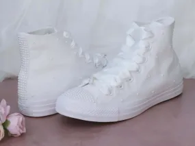 White Pearl Hi top Converse.