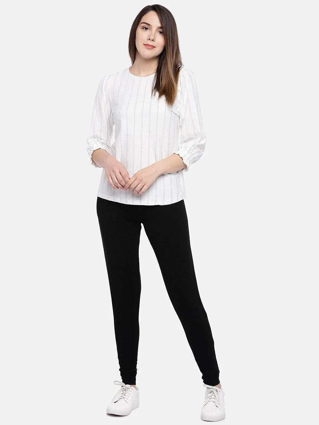 Women's Black Viscose Elastane Loose Fit Knit Pant